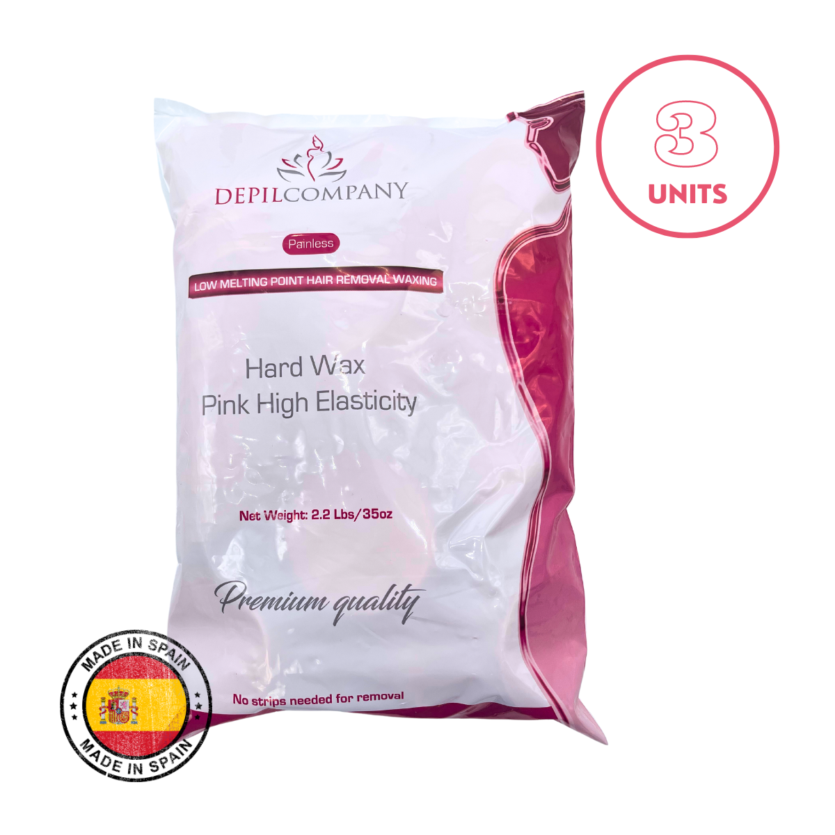 Depilcompany Hard Wax Pink Professional High Yield Hard Wax with Special Active Ingredients 22 lbs. 3 UND