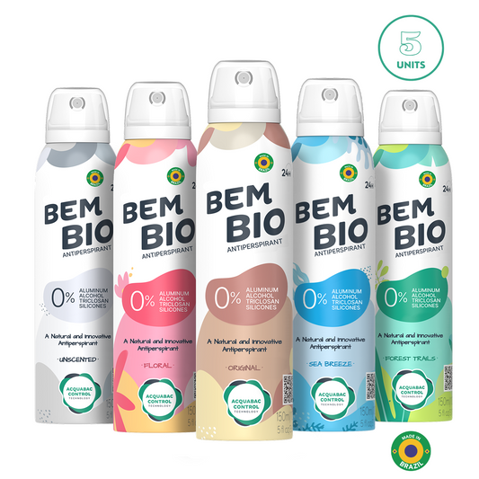 Bem Bio Biotranspirant Deodorant Bundle – Complete Set of 5 – Natural, Aluminum-Free, Vegan, 24-Hour Protection – 150ml (5.07 fl oz) Each