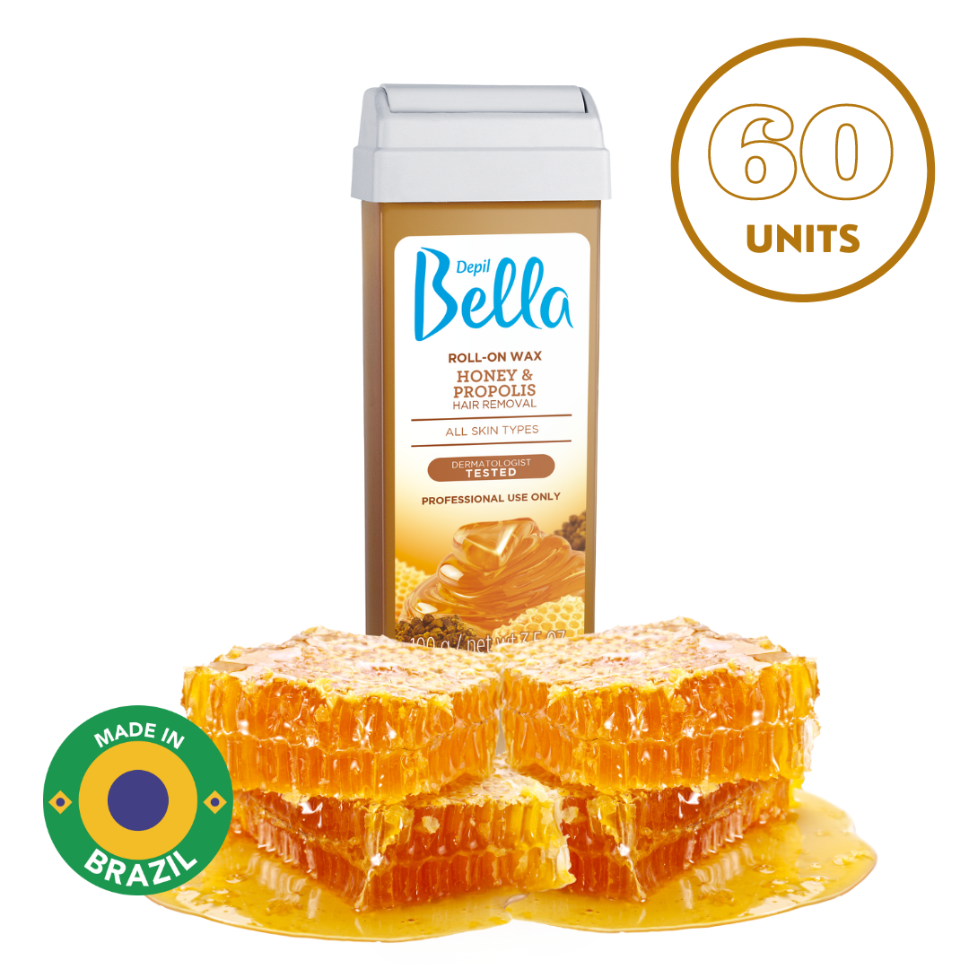 Depil Bella Honey with Propolis Roll-On Depilatory Wax, 3.52oz, (60 Units Offer)