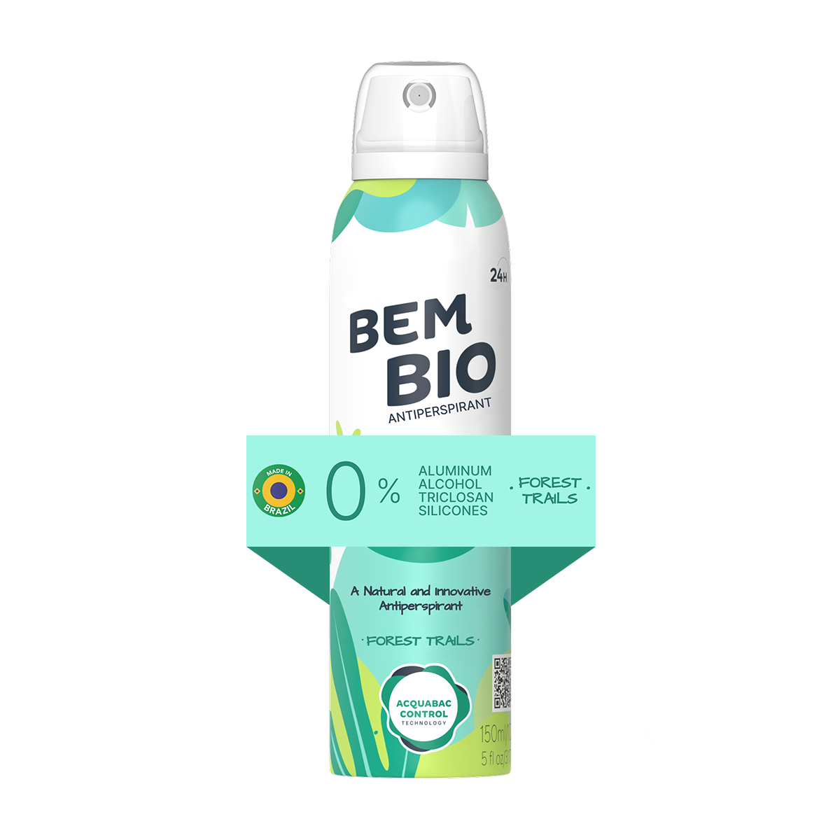 Bem Bio Forest Trails Biotranspirant Deodorant Natural, Aluminum-Free, Vegan, 24-Hour Protection, 150ml (5.07 fl oz)