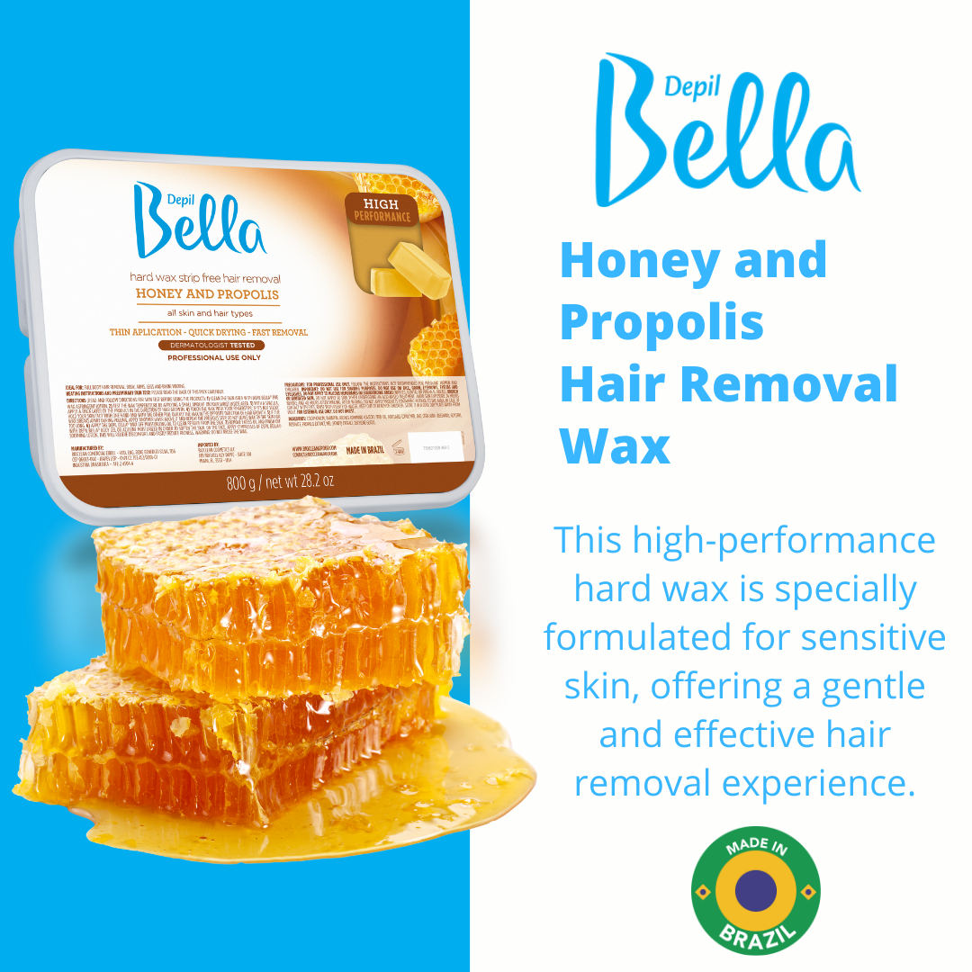 Bundle Depil Bella Hard wax Honey with propolis 28.2 Oz (3 und) + 1 Pre Waxing + 1 Post Waxing + 1 Dolomita + 100 Wooden Spatulas-HARDWAX-DEPILBELLA