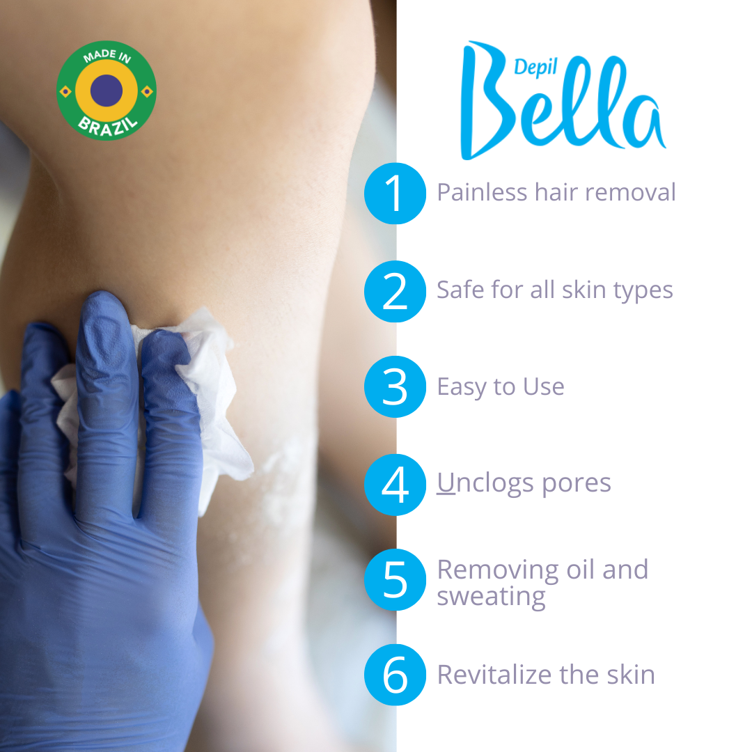 Bundle Depil Bella Hard wax Honey with propolis 28.2 Oz (3 und) + 1 Pre Waxing + 1 Post Waxing + 1 Dolomita + 100 Wooden Spatulas-HARDWAX-DEPILBELLA