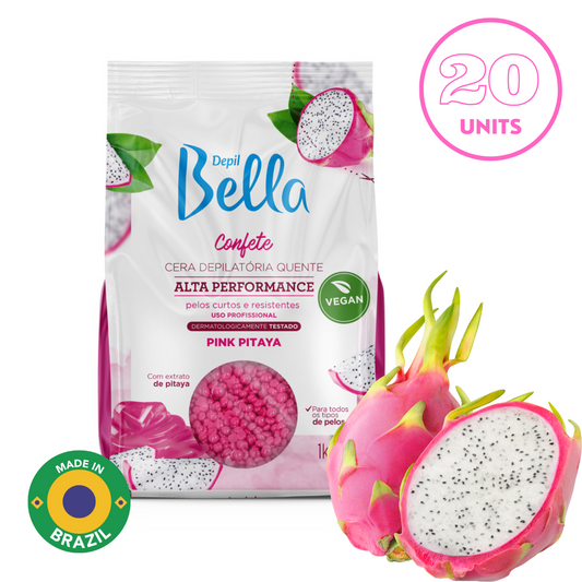 Depil Bella Pink Pitaya Confetti Hard Wax Beads - High-Performance Hair Removal, Vegan 2.2 lbs (20 Units Offer)