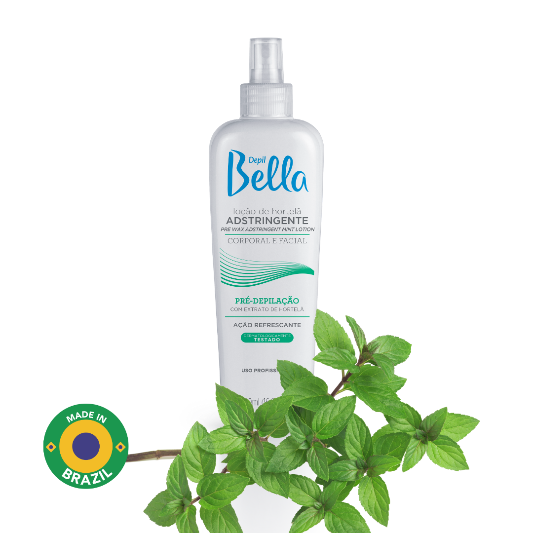 Depil Bella Pre-Waxing Astringent Lotion, Mint Extract, 500ml - Prepares Skin for Smooth Waxing (3 Units Offer)