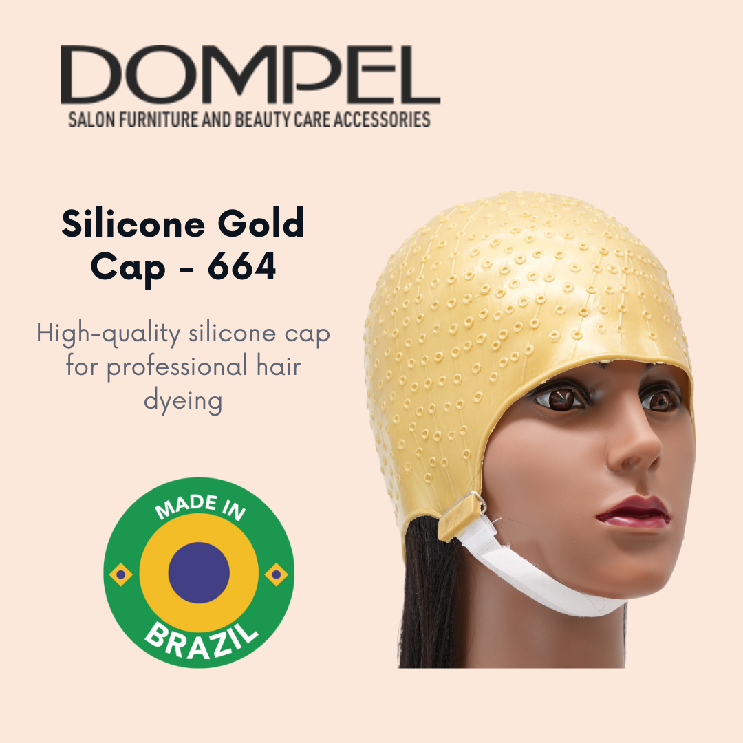 DOMPEL Reusable Professional Silicone Gold Cap with Hook | Special for Hair Dyeing | Model 664 - CA (2 PCS)-HAIR STYLIST-DOMPEL