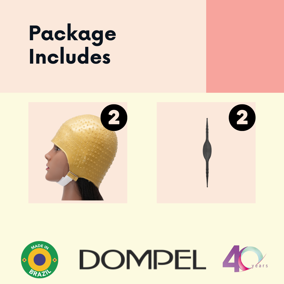 DOMPEL Reusable Professional Silicone Gold Cap with Hook | Special for Hair Dyeing | Model 664 - CA (2 PCS)-HAIR STYLIST-DOMPEL