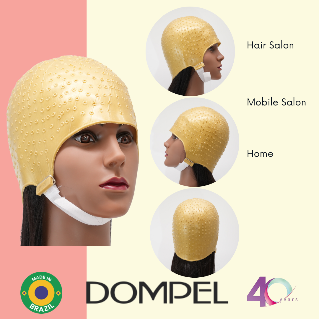 DOMPEL Reusable Professional Silicone Gold Cap with Hook | Special for Hair Dyeing | Model 664 - CA (2 PCS)-HAIR STYLIST-DOMPEL