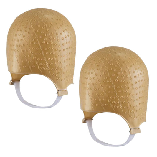 DOMPEL Reusable Professional Silicone Gold Cap with Hook | Special for Hair Dyeing | Model 664 - CA (2 PCS)-HAIR STYLIST-DOMPEL