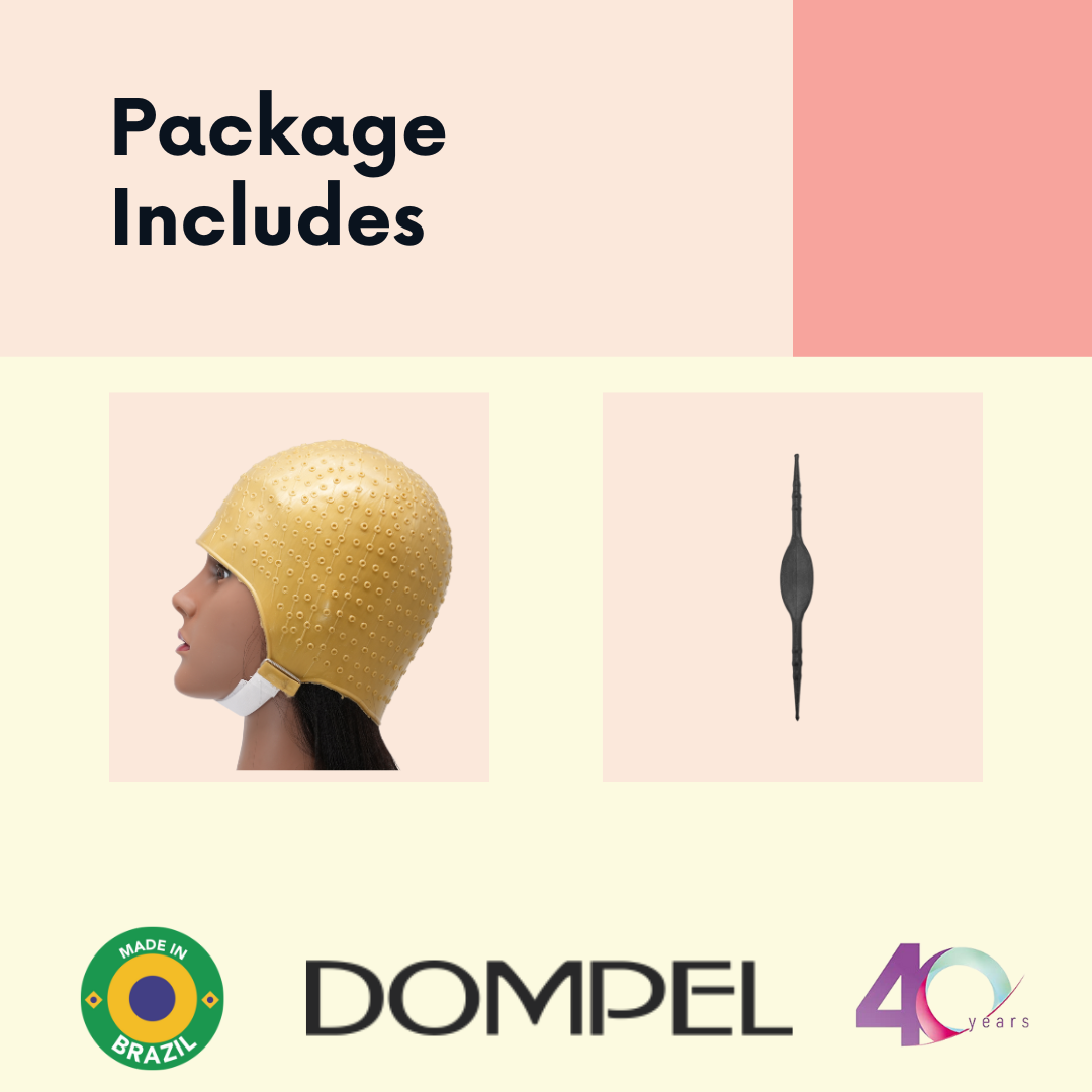 DOMPEL Reusable Professional Silicone Gold Cap with Hook | Special for Hair Dyeing | Model 664-CA-HAIR STYLIST-DOMPEL