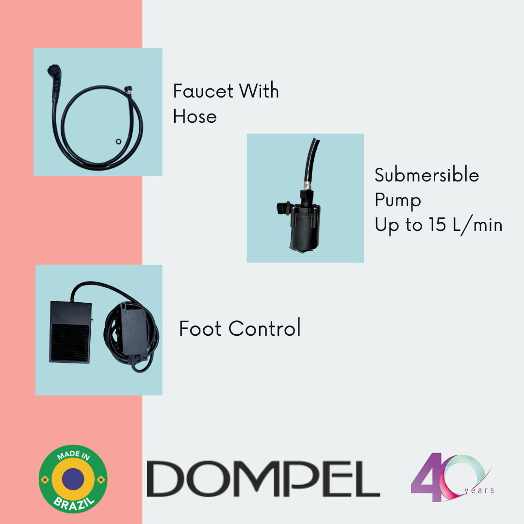 Dompel Dual-Basin Portable Wash Unit – 22L Water Storage with Electric Pump, 4 Hair Brushes & Headrest