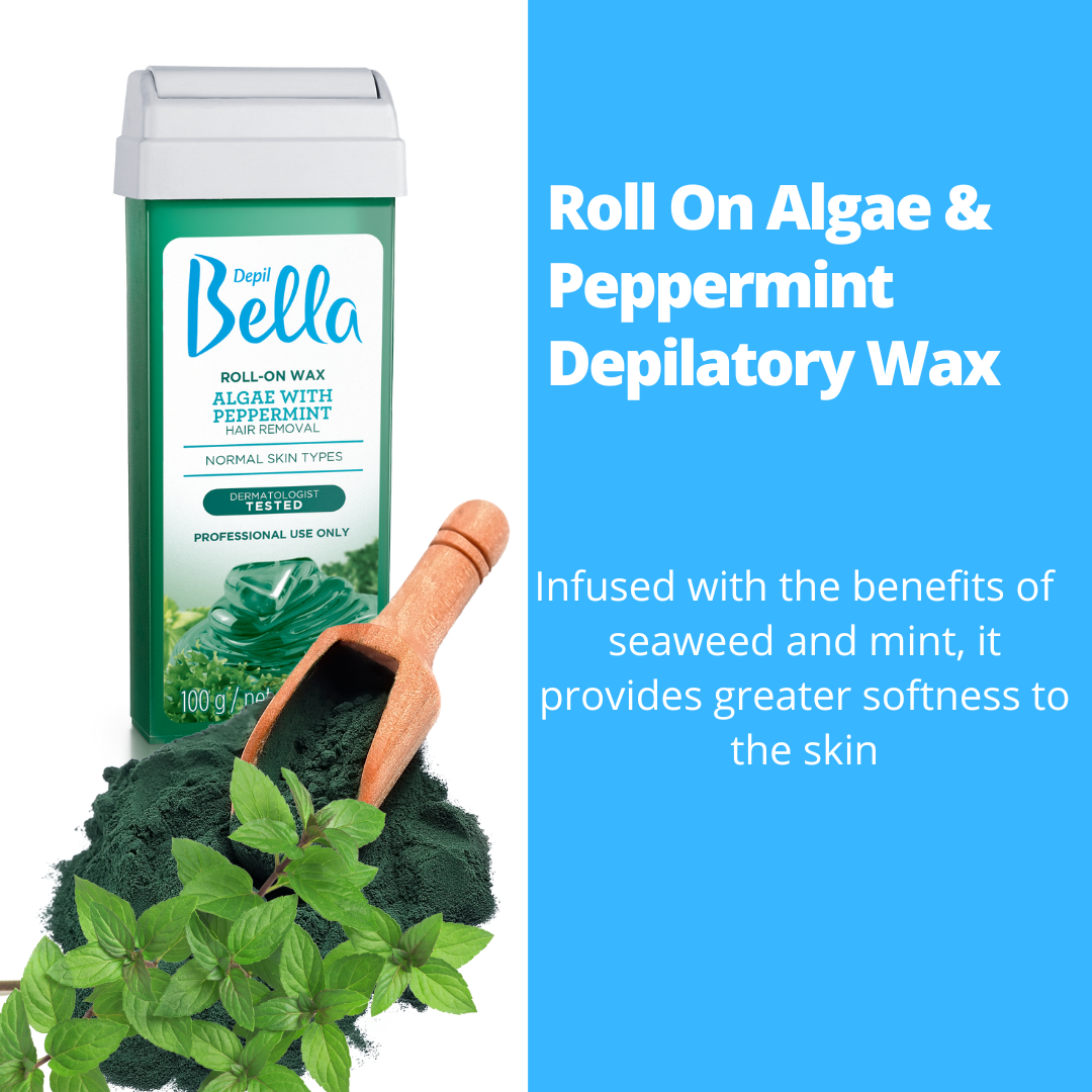 Depil Bella Algae with Peppermint Roll-On Depilatory Wax, 3.52oz-SOFTWAX-DEPILBELLA