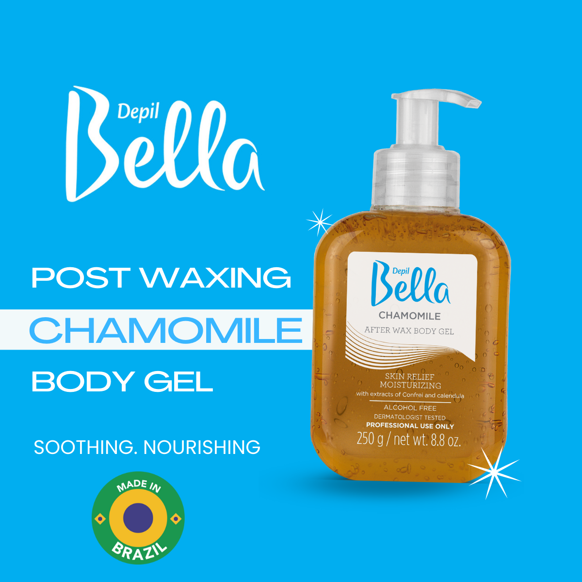 Depil Bella Chamomile Post-Waxing Body Gel 250g (3 Units Offer)-LOTIONS-DEPILBELLA