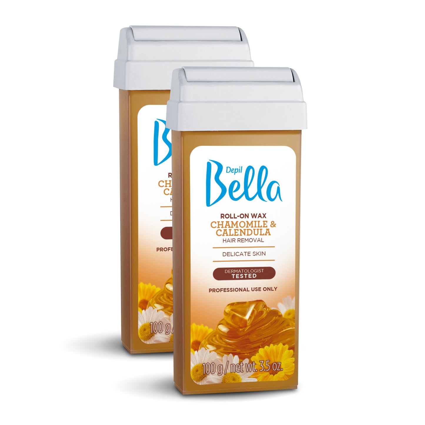 Depil Bella Chamomile and Calendula Roll-On Depilatory Wax, 3.52oz (2 Units Offer)-SOFTWAX-DEPILBELLA