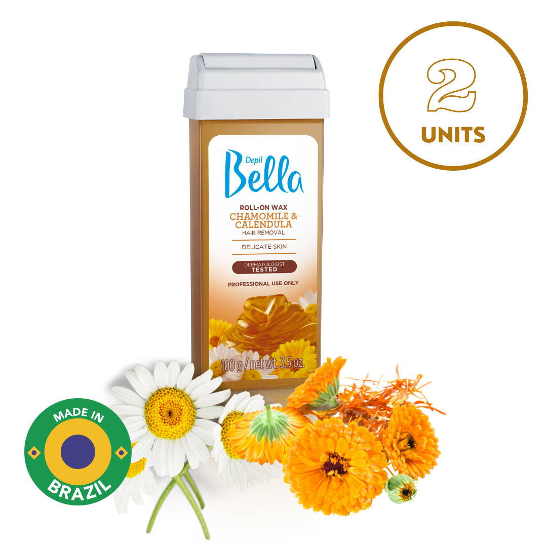 Depil Bella Chamomile and Calendula Roll-On Depilatory Wax, 3.52oz (2 Units Offer)-SOFTWAX-DEPILBELLA