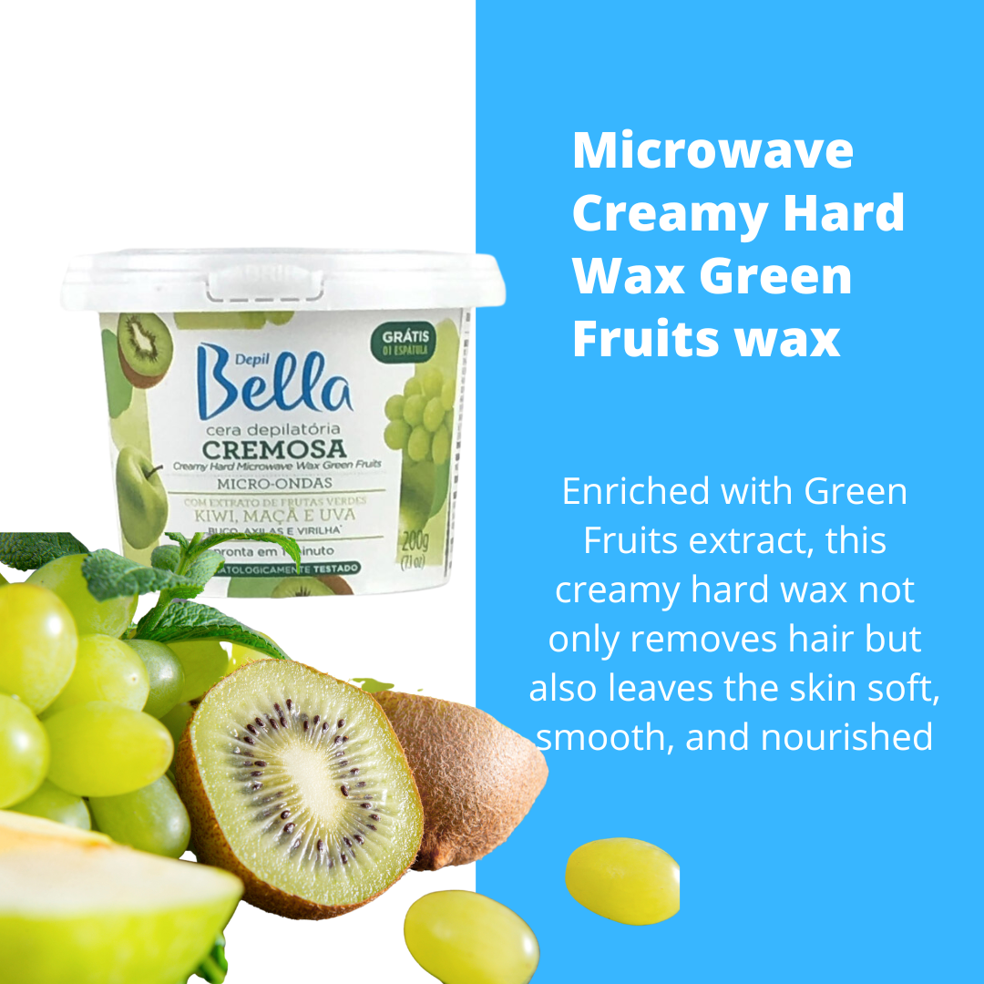 Depil Bella Creamy Hard Wax Microwave Green Fruits Wax 200g-HARDWAX-DEPILBELLA