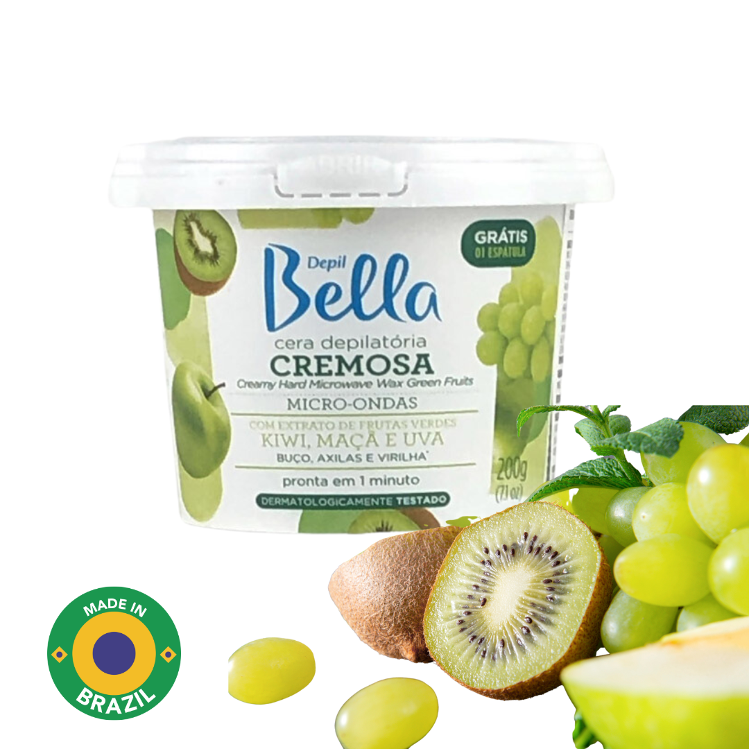 Depil Bella Creamy Hard Wax Microwave Green Fruits Wax 200g-HARDWAX-DEPILBELLA