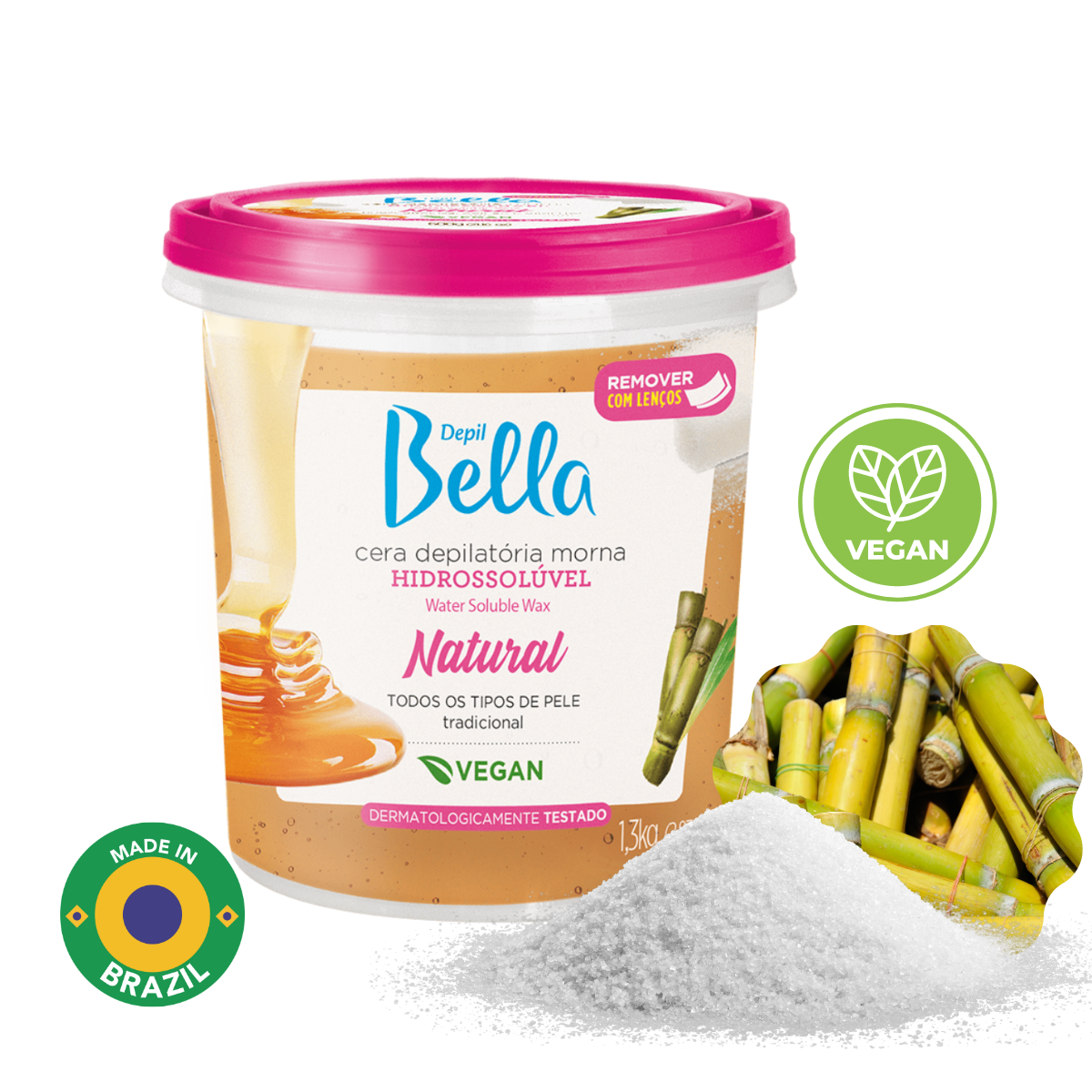 Depil Bella Full Body Sugar Wax, Natural Hair Remover, Easy, Gentle & Effective (2.87 LBS - 10.6oz)-SUGAR WAX-DEPILBELLA