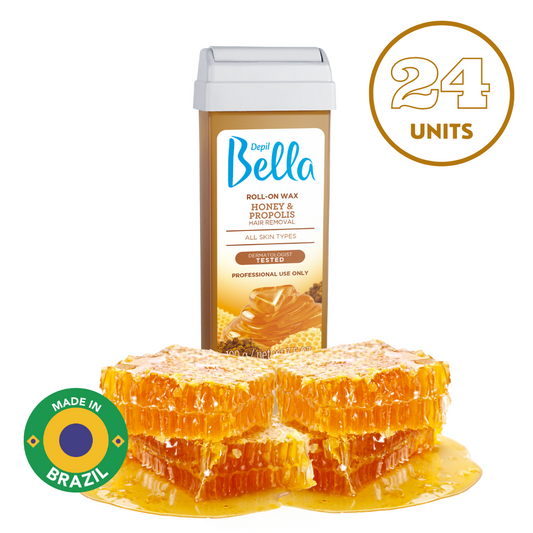 Depil Bella Honey with Propolis Roll-On Depilatory Wax, 3.52oz, (24 Units Offer)-SOFTWAX-DEPILBELLA