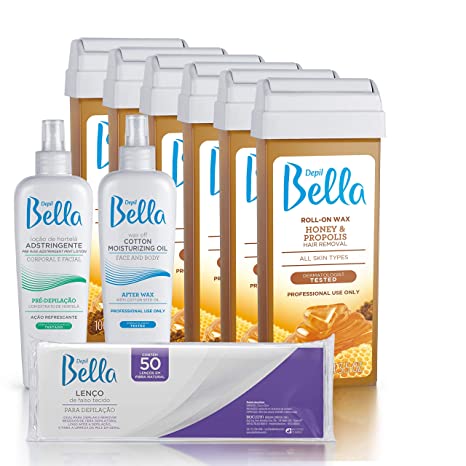 Depil Bella Honey with Propolis Roll-On Depilatory Wax, 3.52oz, (6 PACK+COMBO)-SOFTWAX-DEPILBELLA