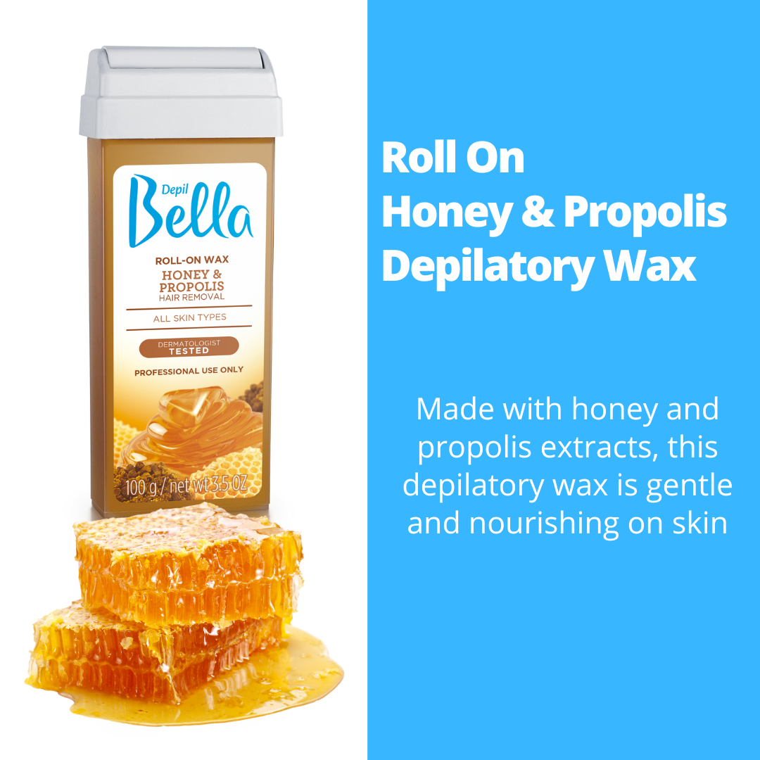 Depil Bella Honey with Propolis Roll-On Depilatory Wax, 3.52oz, (60 Units Offer)-SOFTWAX-DEPILBELLA