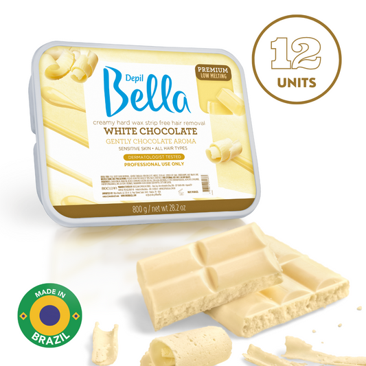 Depil Bella Premium Hard Wax with White Chocolate - 28.2 Oz (12 Units Offer)-HARDWAX-DEPILBELLA