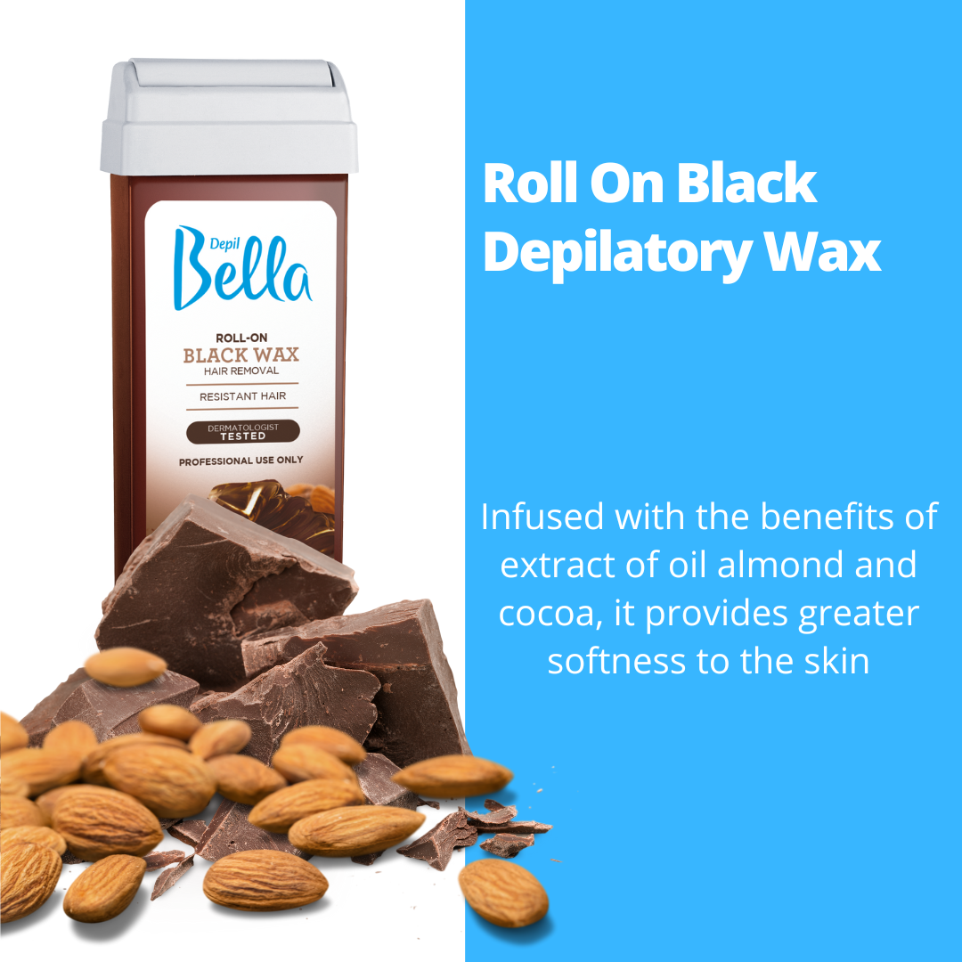 Depil Bella Roll-On Black Wax with Almond and Cocoa Oils - 3.52oz (120 Units Offer)-SOFTWAX-DEPILBELLA