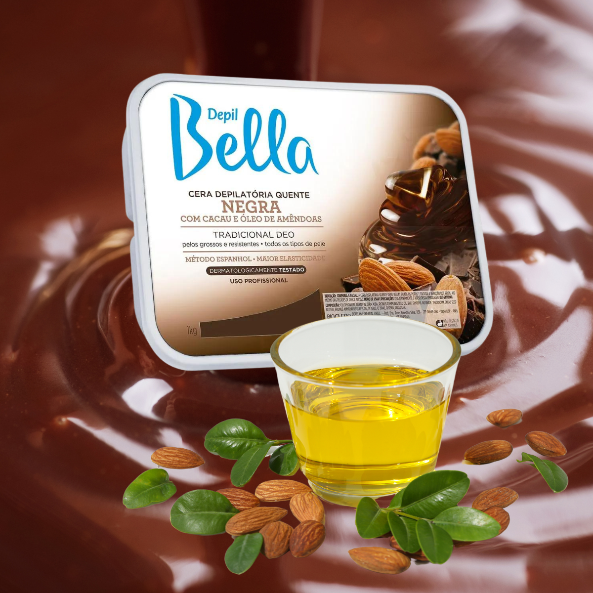 Depil Bella Hard Wax Black Chocolate – Premium Hair Removal Wax for Coarse Hair, 2.2 LBS