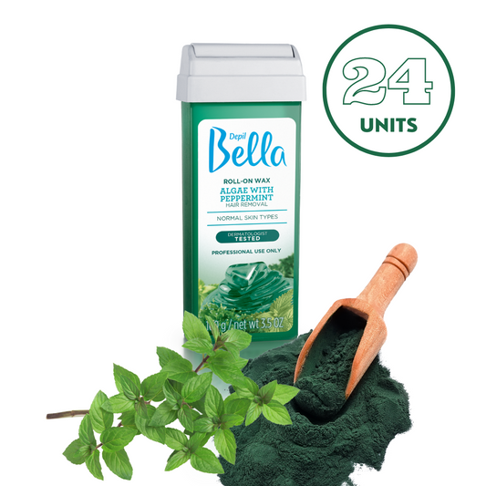 Depil Bella Algae with Peppermint Roll-On Depilatory Wax, 3.52oz (24 Units Offer)