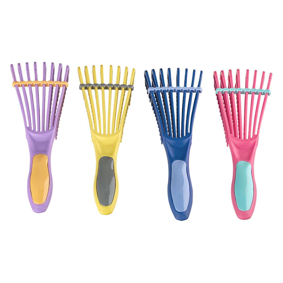 Dompel Caracol Curl Brush Set - 4 Piece Set (Yellow, Pink, Purple, Blue) - Antistatic Brush with Soft, Flexible Bristles, Specifically Designed for the Curl Brushing Routine.-HAIR STYLIST-DOMPEL