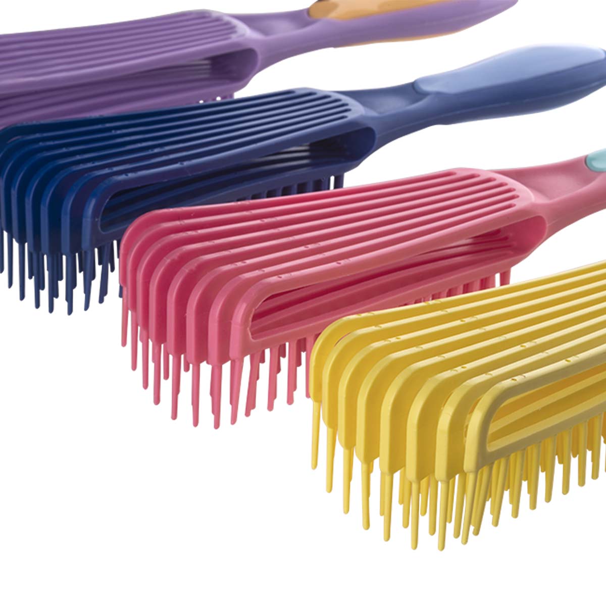 Dompel Caracol Curl Brush Set - 4 Piece Set (Yellow, Pink, Purple, Blue) - Antistatic Brush with Soft, Flexible Bristles, Specifically Designed for the Curl Brushing Routine.-HAIR STYLIST-DOMPEL