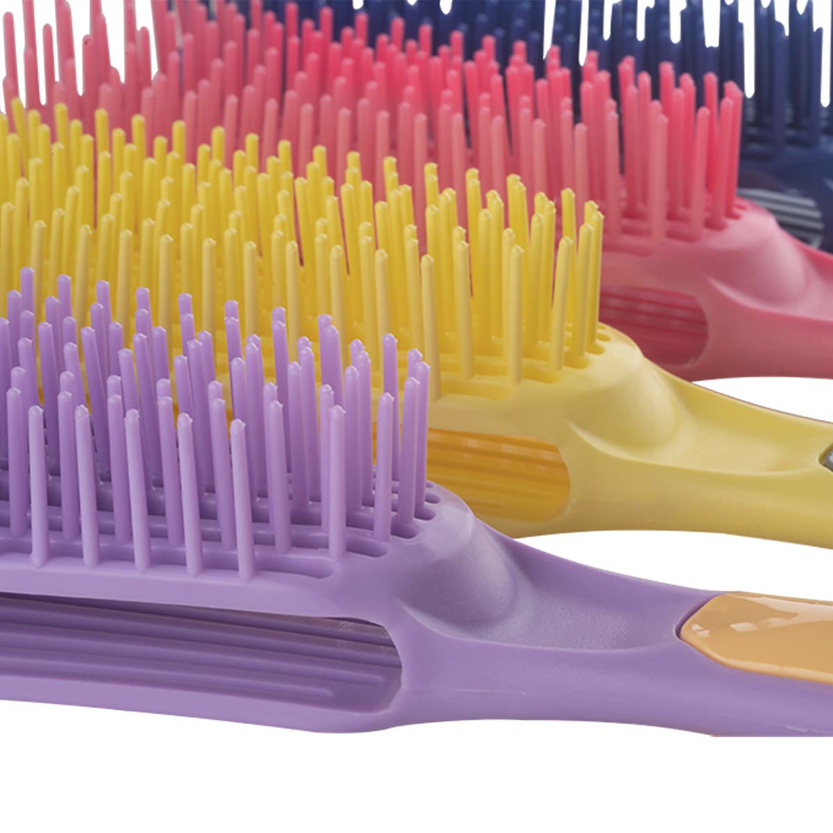 Dompel Caracol Curl Brush Set - 4 Piece Set (Yellow, Pink, Purple, Blue) - Antistatic Brush with Soft, Flexible Bristles, Specifically Designed for the Curl Brushing Routine.-HAIR STYLIST-DOMPEL