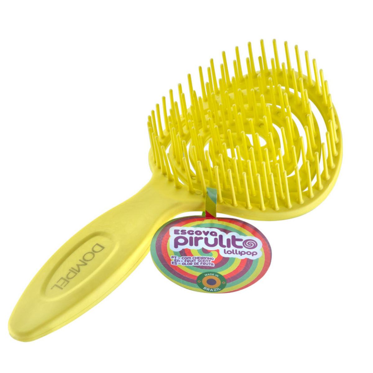 Dompel Hair Brush Pirulito Model 4018 – 4 Piece Set, Antistatic Detangling Brushes with Tutti-Frutti Scents (Strawberry, Pineapple, Grape, Green Apple), Ergonomic Design-HAIR STYLIST-DOMPEL