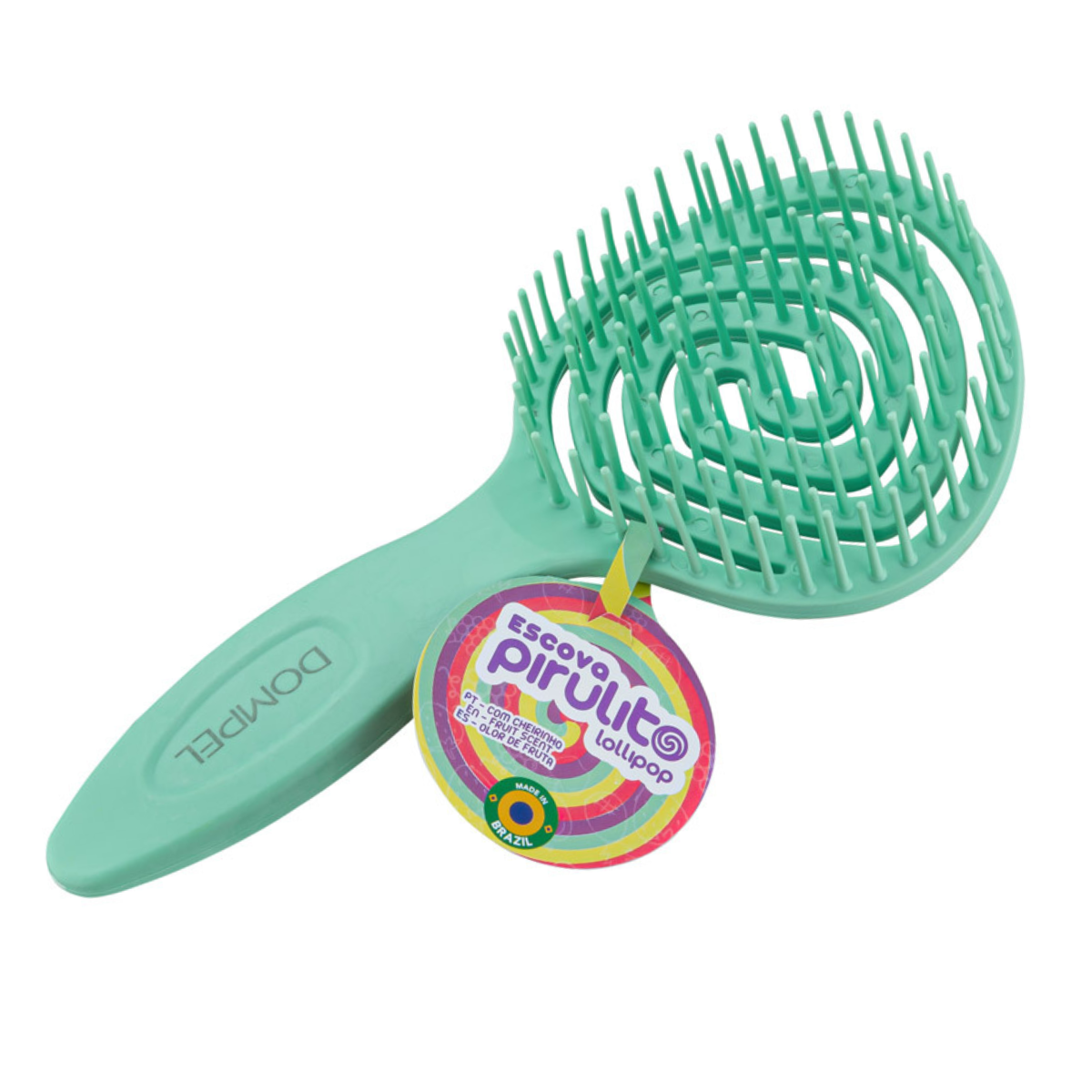 Dompel Hair Brush Pirulito Model 4018 – 4 Piece Set, Antistatic Detangling Brushes with Tutti-Frutti Scents (Strawberry, Pineapple, Grape, Green Apple), Ergonomic Design-HAIR STYLIST-DOMPEL