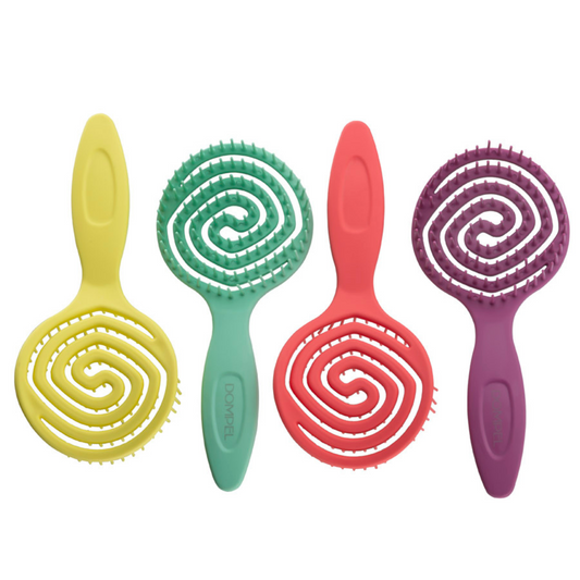 Dompel Hair Brush Pirulito Model 4018 – 4 Piece Set, Antistatic Detangling Brushes with Tutti-Frutti Scents (Strawberry, Pineapple, Grape, Green Apple), Ergonomic Design-HAIR STYLIST-DOMPEL