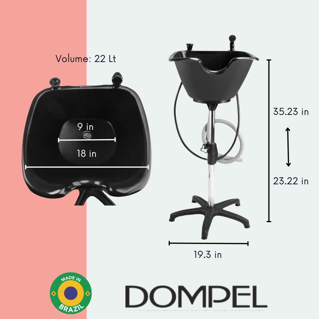 Size and volume specifications of Dompel wash unit with adjustable height