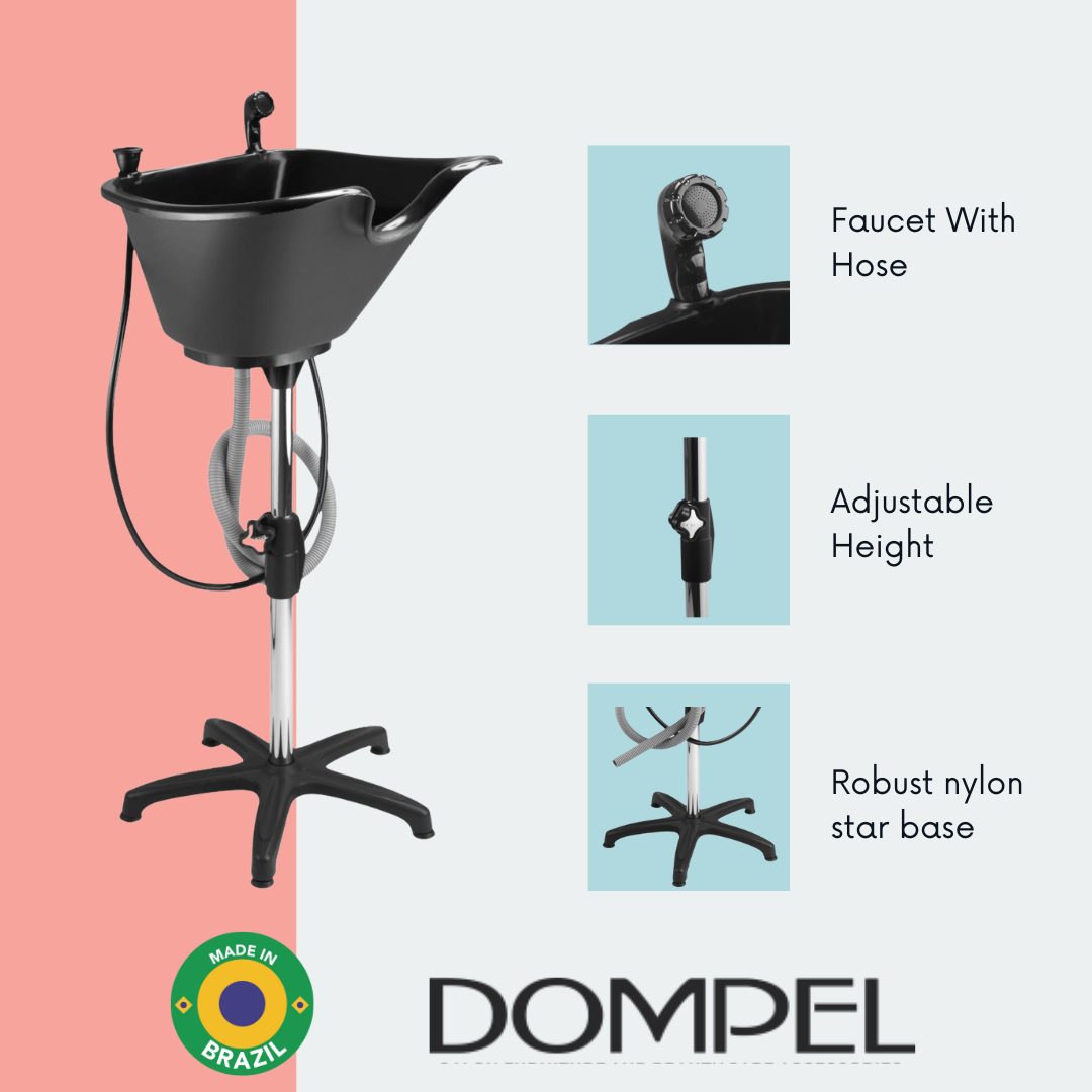 Dompel portable wash unit with faucet, adjustable height, and robust nylon star base