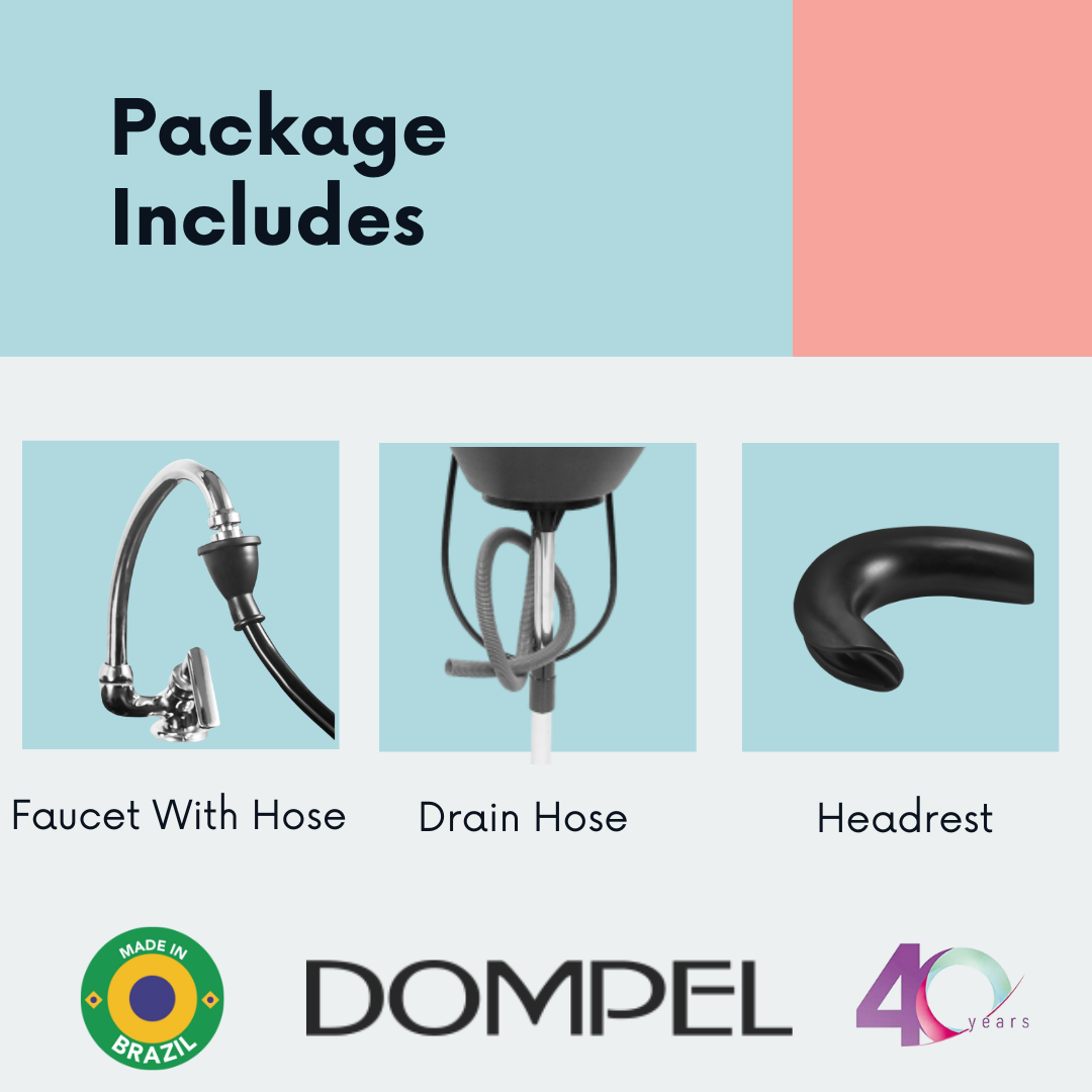 Dompel Portable Wash Unit with Drain Hose, Faucet and Headrest Model 1890-HEAD-HAIR STYLIST-DOMPEL