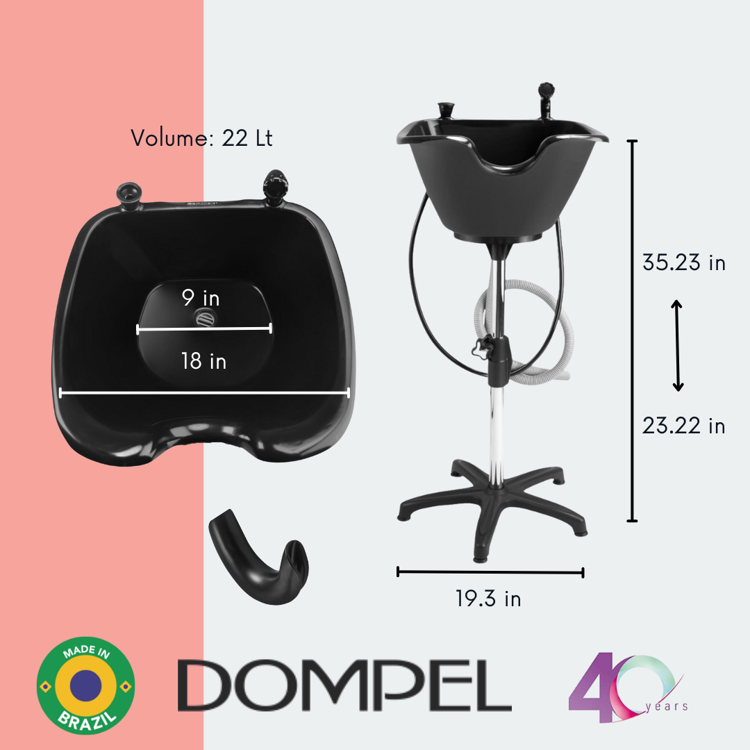 Dompel Portable Wash Unit with Drain Hose, Faucet and Headrest Model 1890-HEAD-HAIR STYLIST-DOMPEL