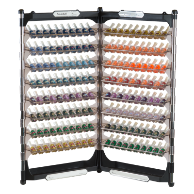 Dompel Smaltbell Flex Double Exhibitor - 16 Shelves, Holds 160 Nail Polishes, Model 3571-C - Efficient & Stylish Display-NAILS ACCESSORIES-DOMPEL