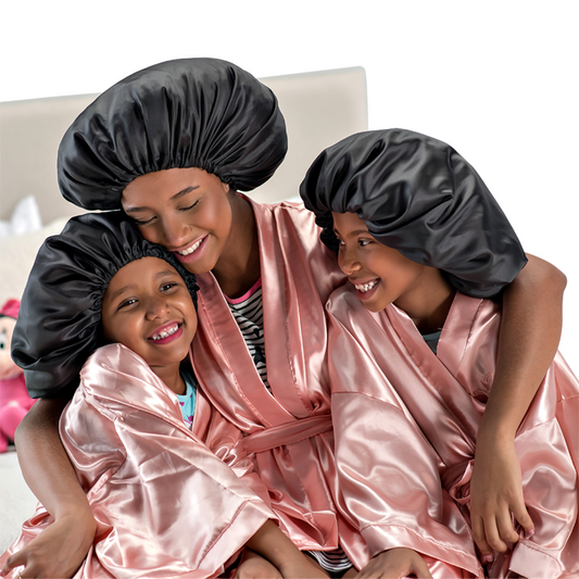 Dompel satin hair cap for curly, voluminous, or straight hair, it prevents frizz, dryness, knots and hair breakage when sleep. Model 392-HAIR STYLIST-DOMPEL