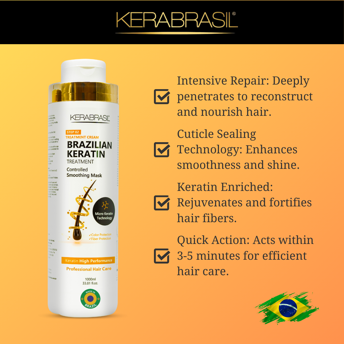 KERABRASIL Brazilian Keratin Hair Care Set - 1L Shampoo, 1L Treatment Cream, 1L Finisher - Complete Smoothing System-KERABRASIL