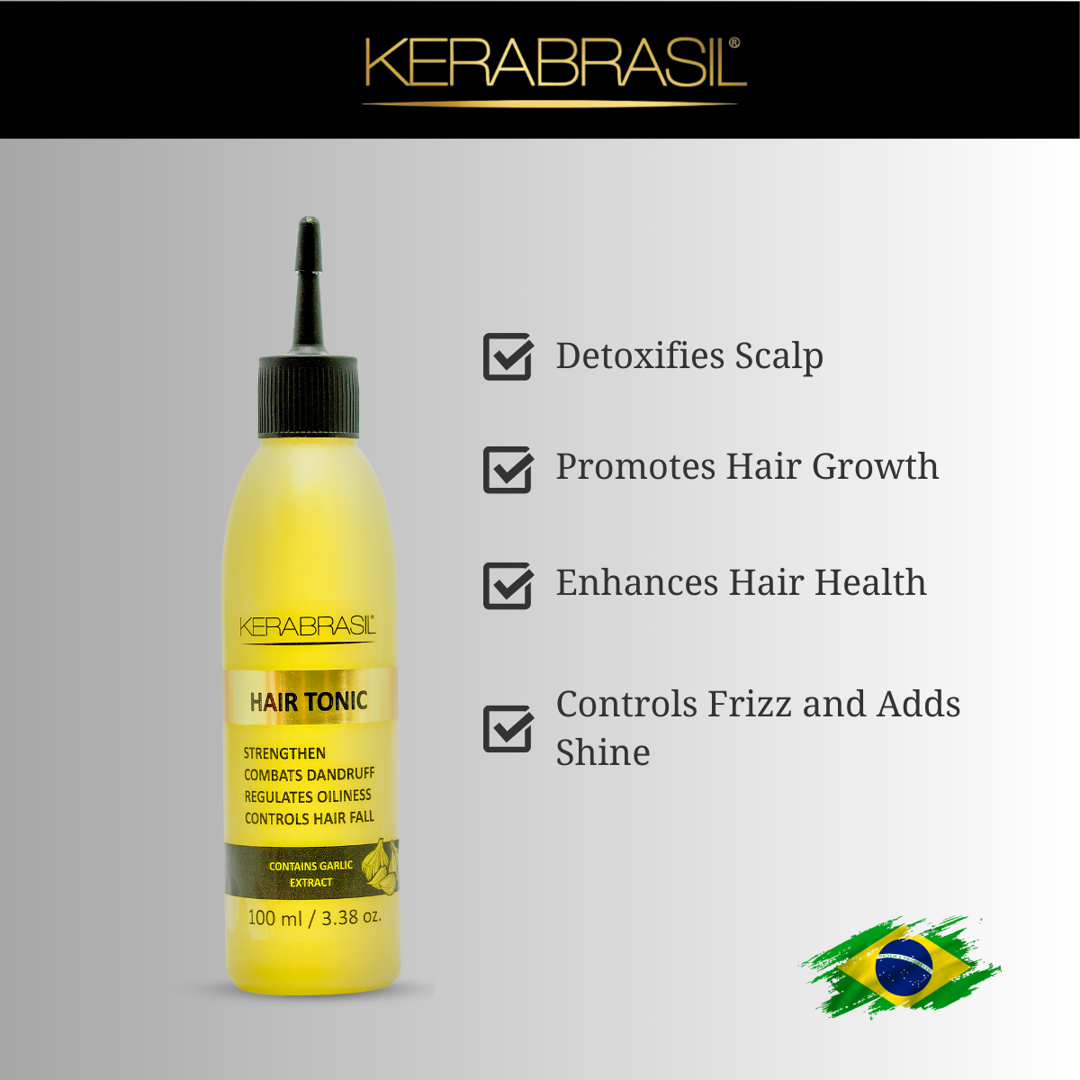 KERABRASIL Hair Toner with Garlic Extract - Detoxify & Stimulate Hair Growth, 3.38 oz (100ml)-KERABRASIL