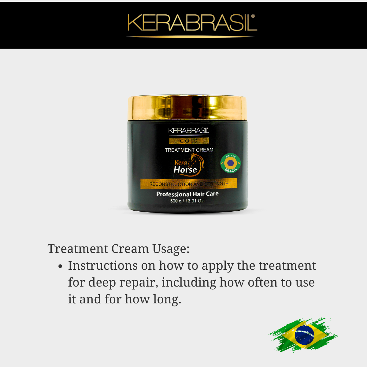 KERABRASIL Kerahorse Hair Treatment 500g - Biotin & Keratin Enriched-KERABRASIL