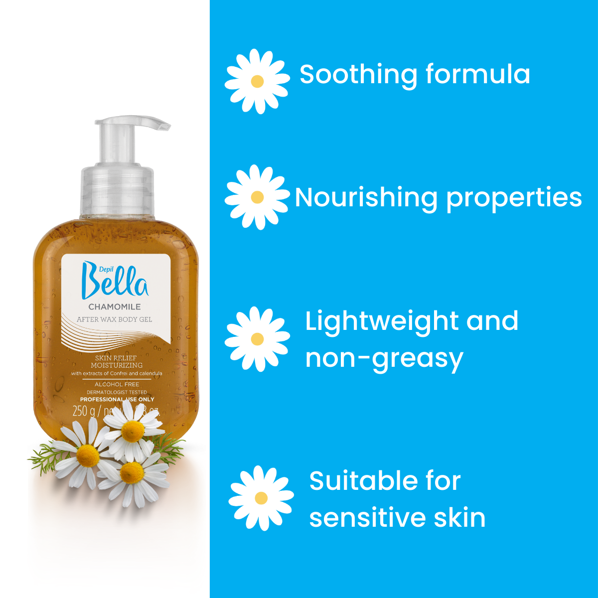 Kit Depil Bella, Yellow - Dolomita, Pre Waxing Astringent Lotion, Post Waxing - Oil Moisturizing Remover, Chamomile Body Gel - Dolomita Powder-LOTIONS-DEPILBELLA