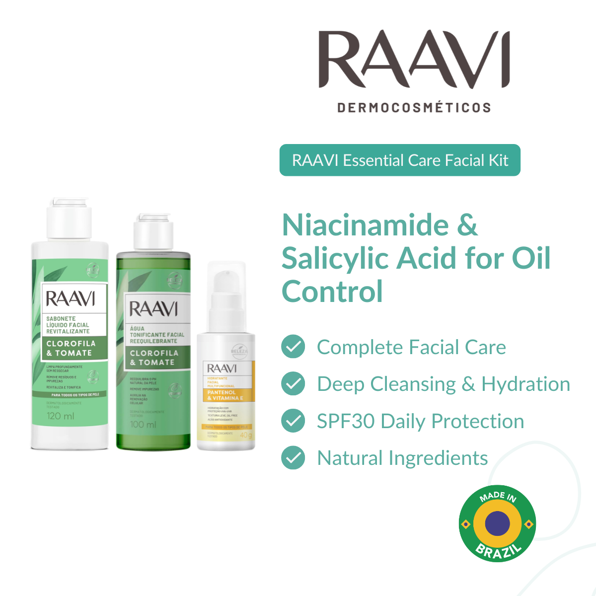 RAAVI Essential Care Facial Kit – Limpieza, Hidratación y Protección SPF30-raavicosmetics