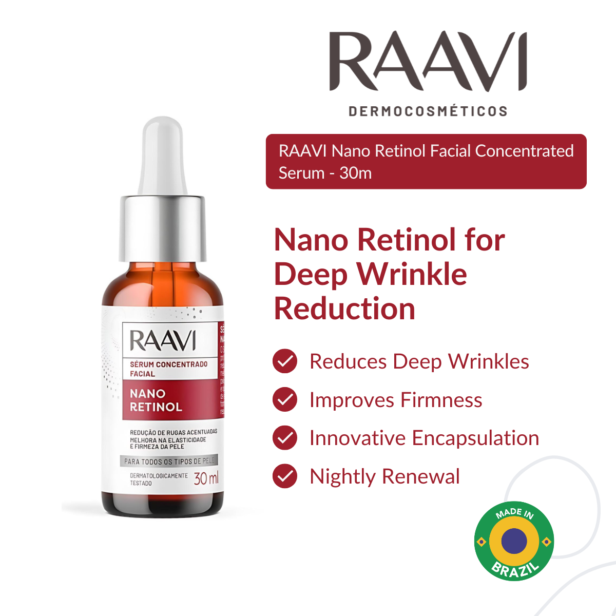 RAAVI Nano Retinol Facial Concentrated Serum - 30ml-raavicosmetics