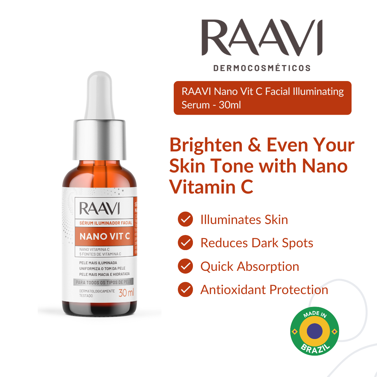 RAAVI Nano Vit C Facial Illuminating Serum - 30ml-raavicosmetics