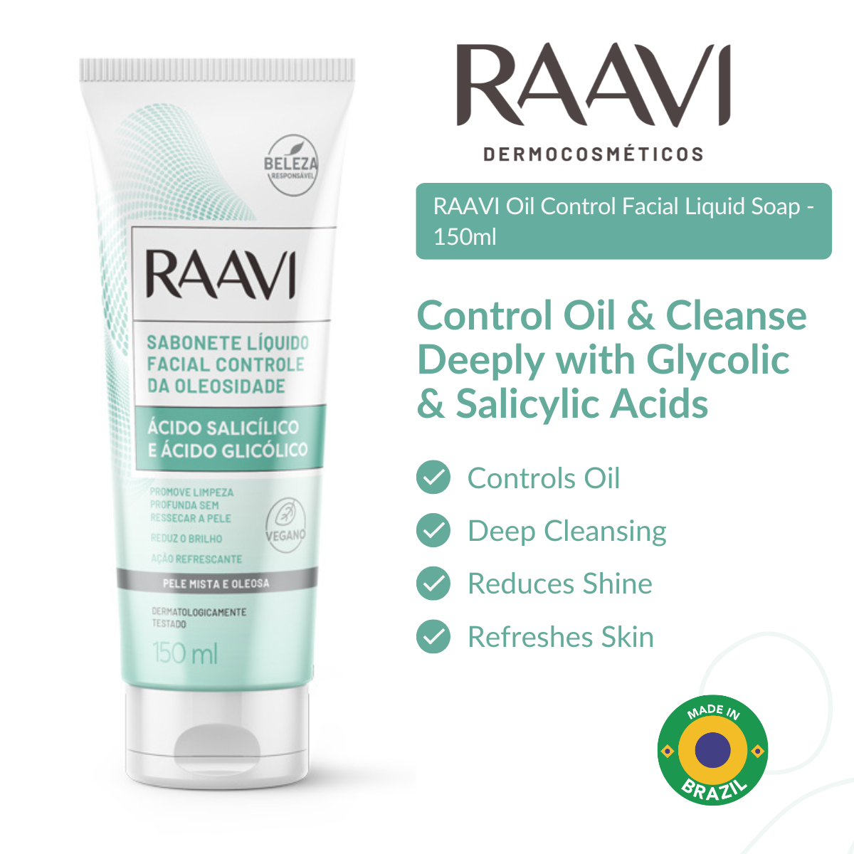 RAAVI Oil Control Facial Liquid Soap - 150ml-raavicosmetics