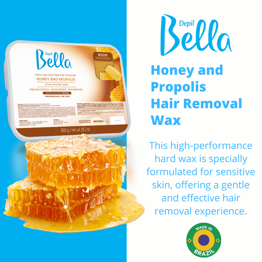 Depil Bella Honey and Propolis Hard Wax - High Performance Hair Removal, 28.2 Oz
