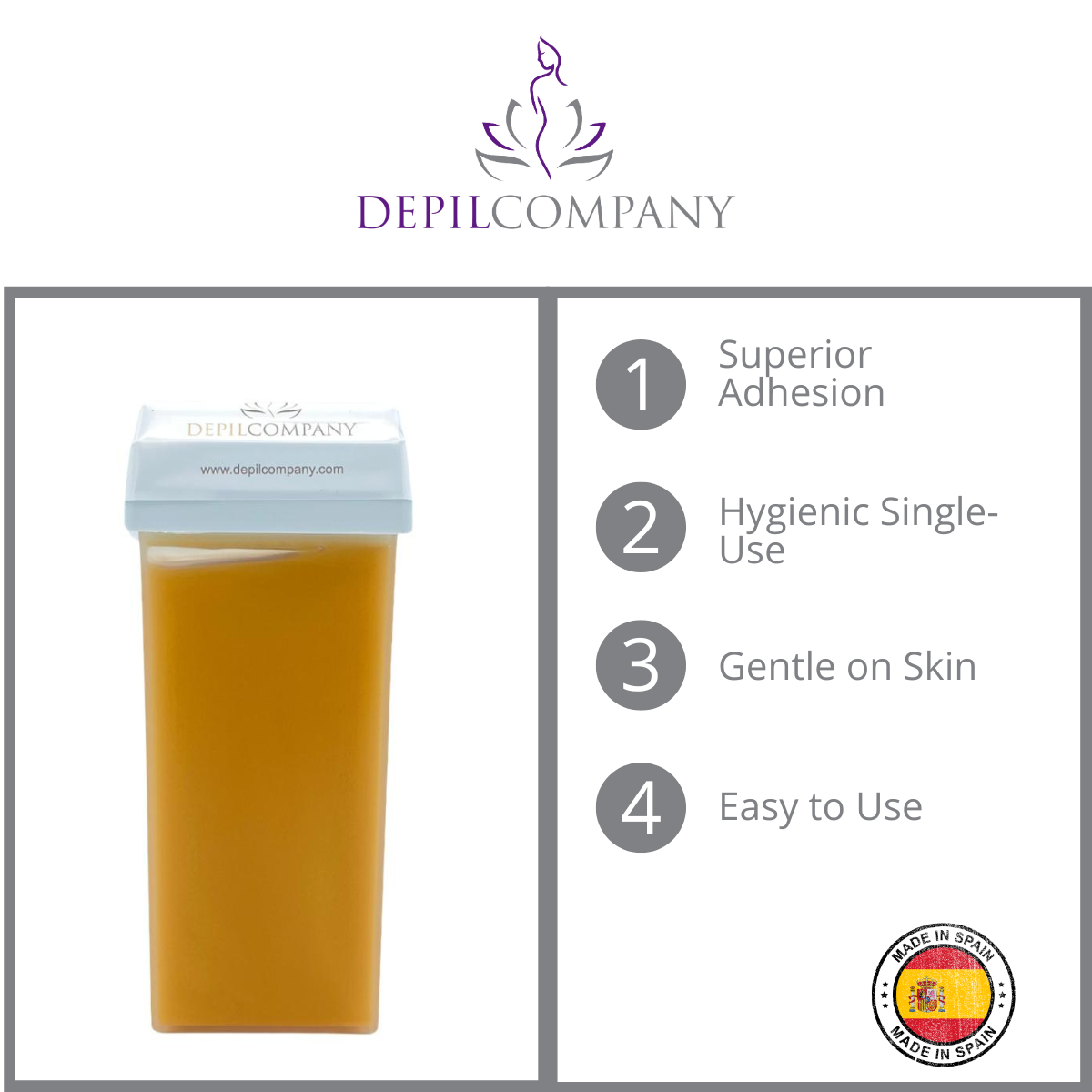 Depilcompany Roll-on Honey Wax, 6 units pack, superior adhesion, hygienic single-use, gentle on skin, easy to use